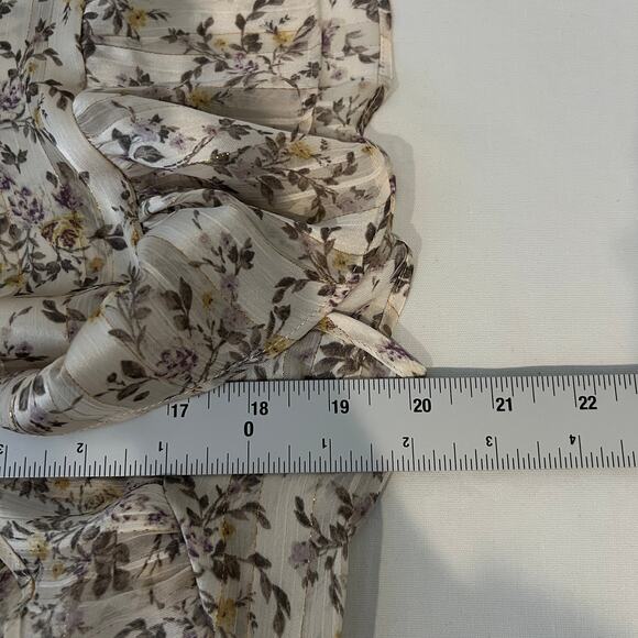 Pleione Floral Blouse Women's Size Medium Sheer Flutter Sleeve Romantic Feminine - Picture 6 of 7